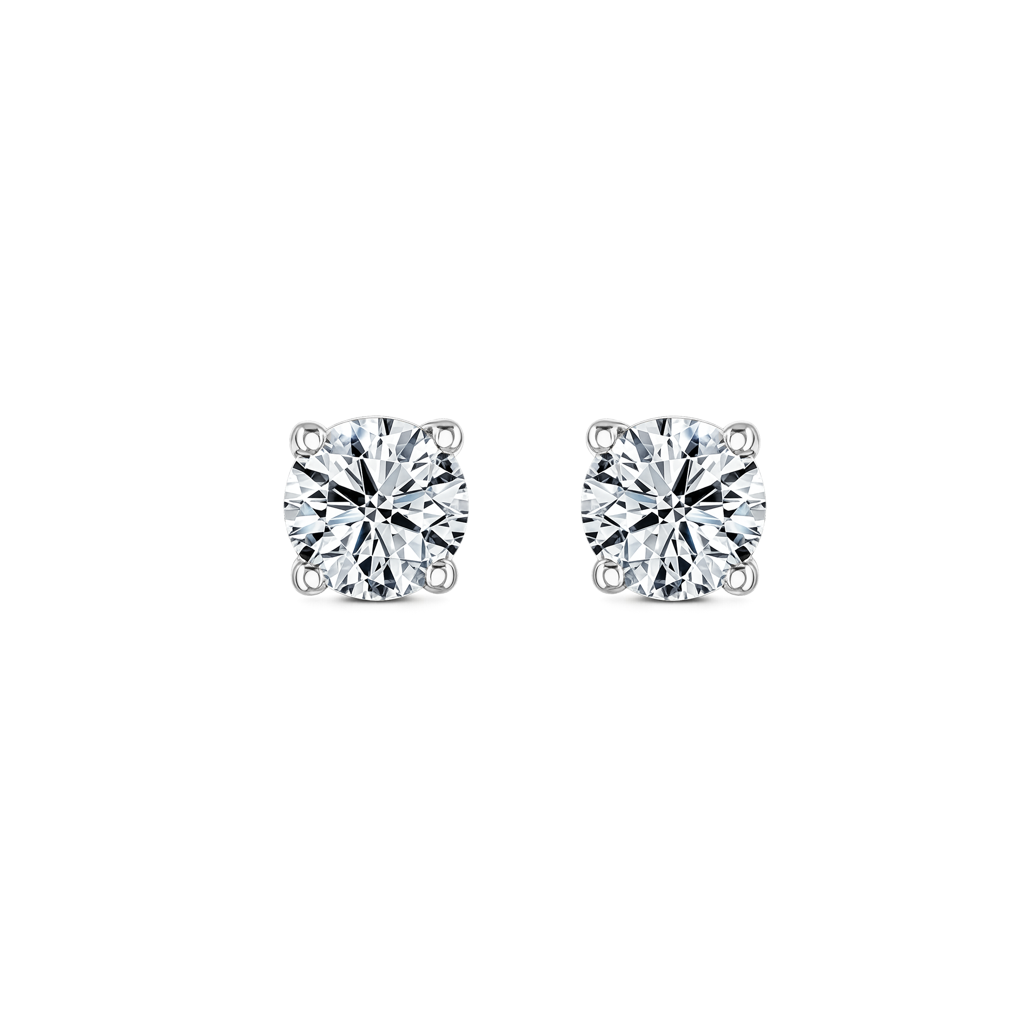 Lab Grown Diamond Four Claw Round Stud Earrings
