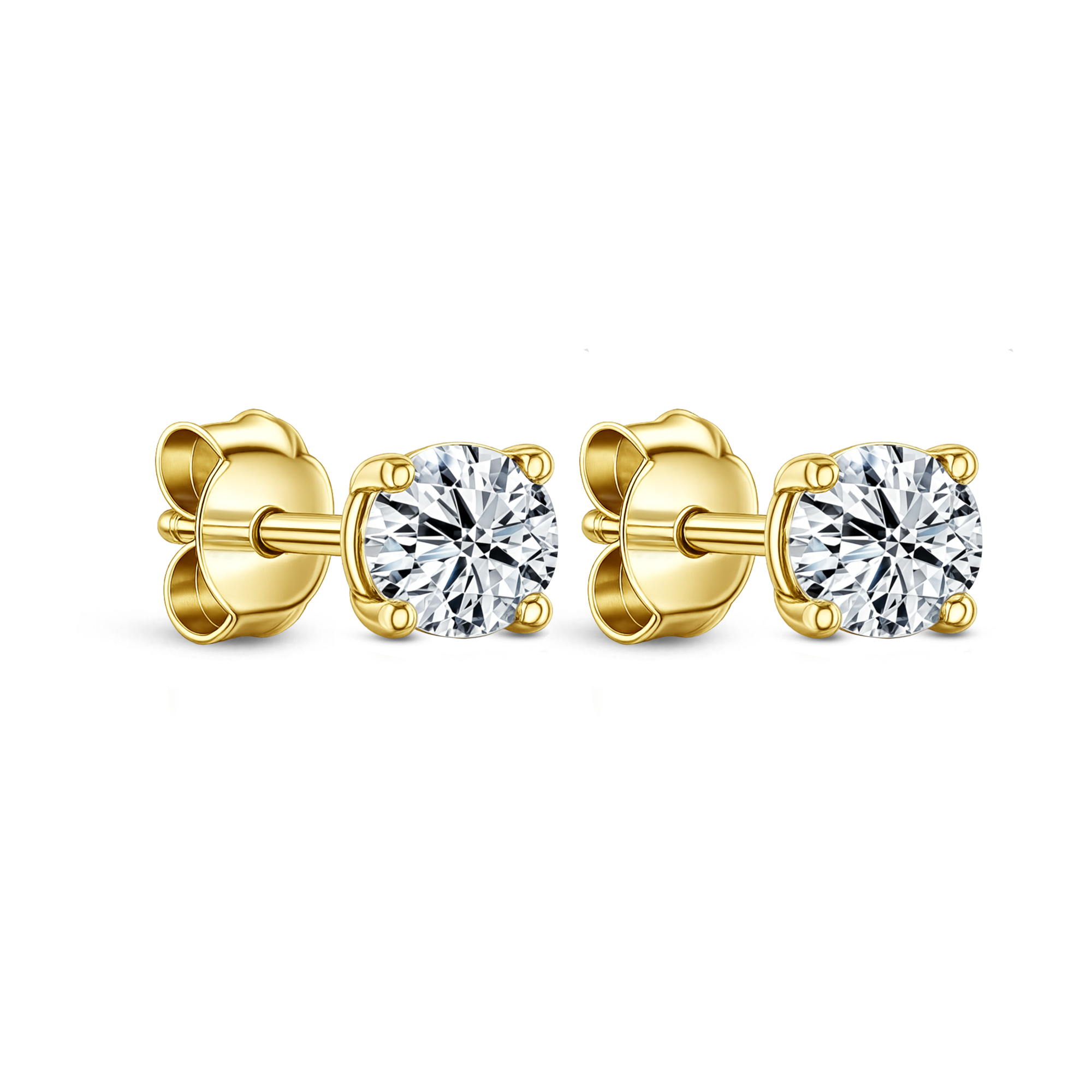 Lab Grown Diamond Four Claw Round Stud Earrings