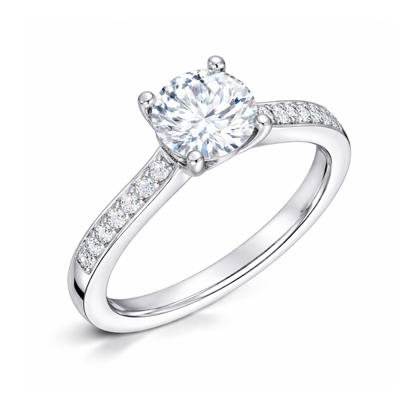 9ct White Gold 0.33ct Natural Diamond Round Brilliant Cut Channel Set Ring