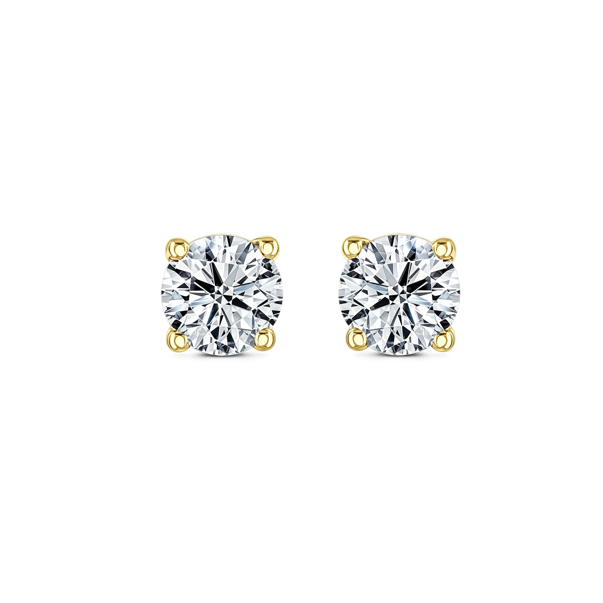 Lab Grown Diamond Four Claw Round Stud Earrings