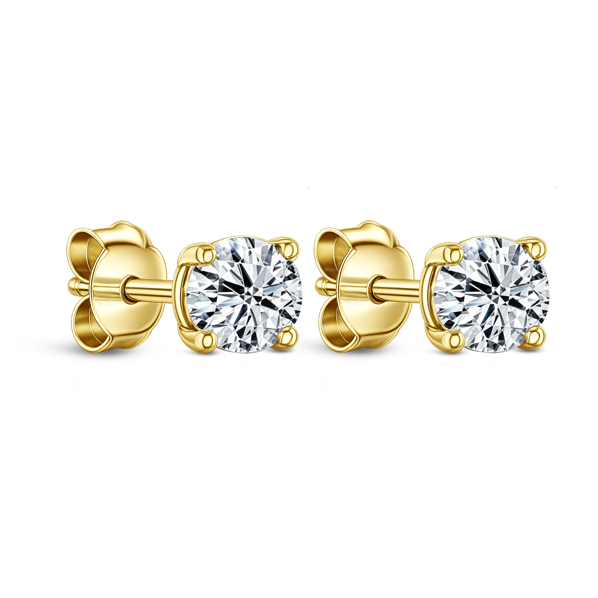 Lab Grown Diamond Four Claw Round Stud Earrings