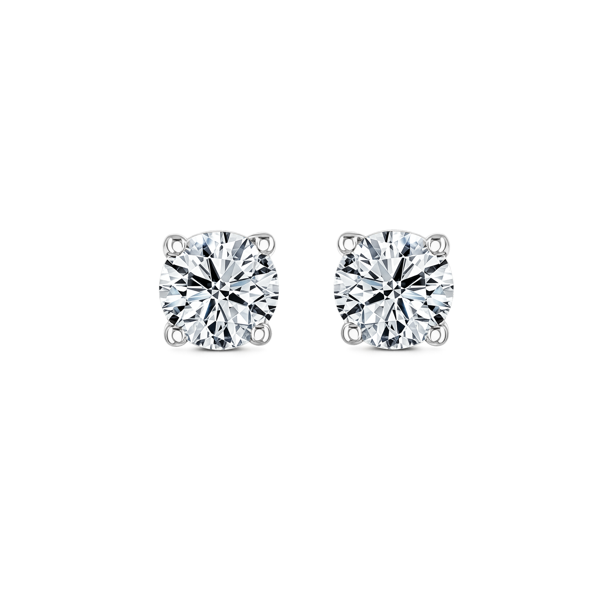 Lab Grown Diamond Four Claw Round Stud Earrings