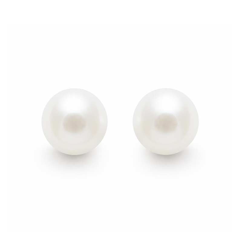 9ct Yellow Gold Pearl Round Stud Earrings