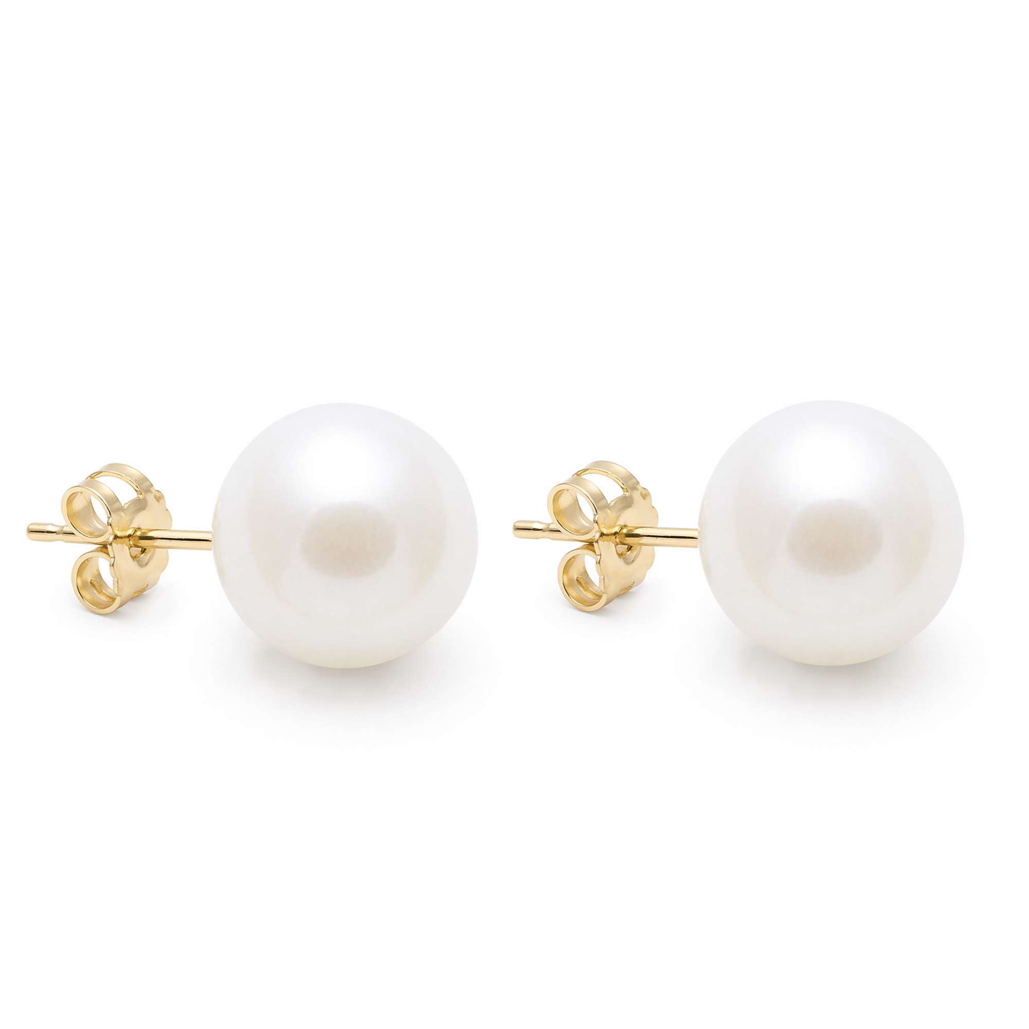 9ct Yellow Gold Pearl Round Stud Earrings