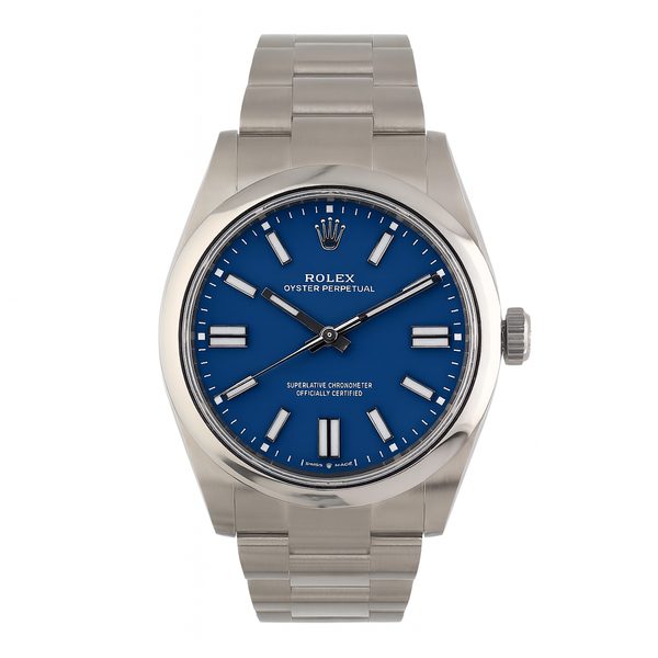 Unworn Rolex Oyster Perpetual 134300 Med Blue Dial 41mm Stainless Steel Watch – 2025, Full Set