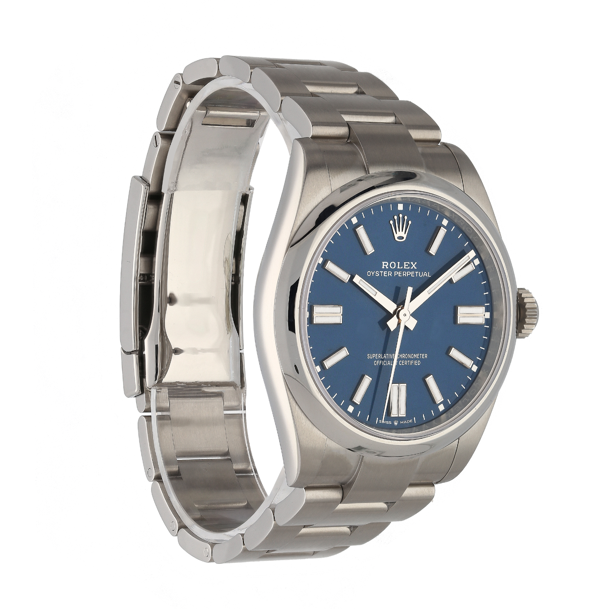 Unworn Rolex Oyster Perpetual 134300 Med Blue Dial 41mm Stainless Steel Watch – 2025, Full Set