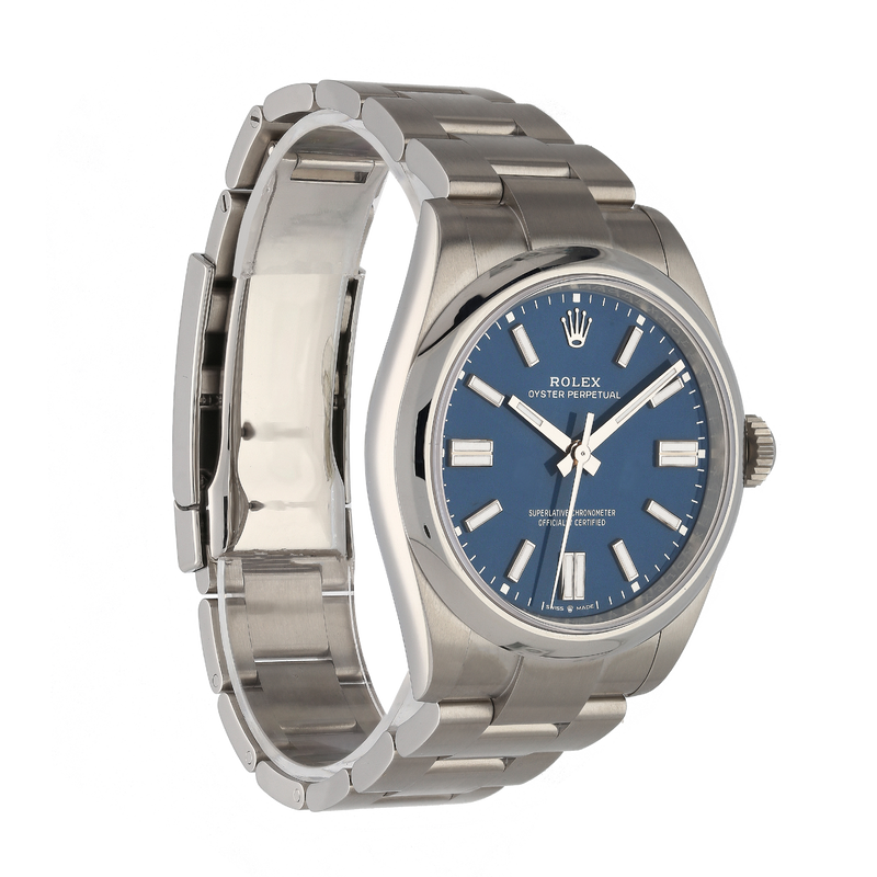 Unworn Rolex Oyster Perpetual 134300 Med Blue Dial 41mm Stainless Steel Watch – 2025, Full Set
