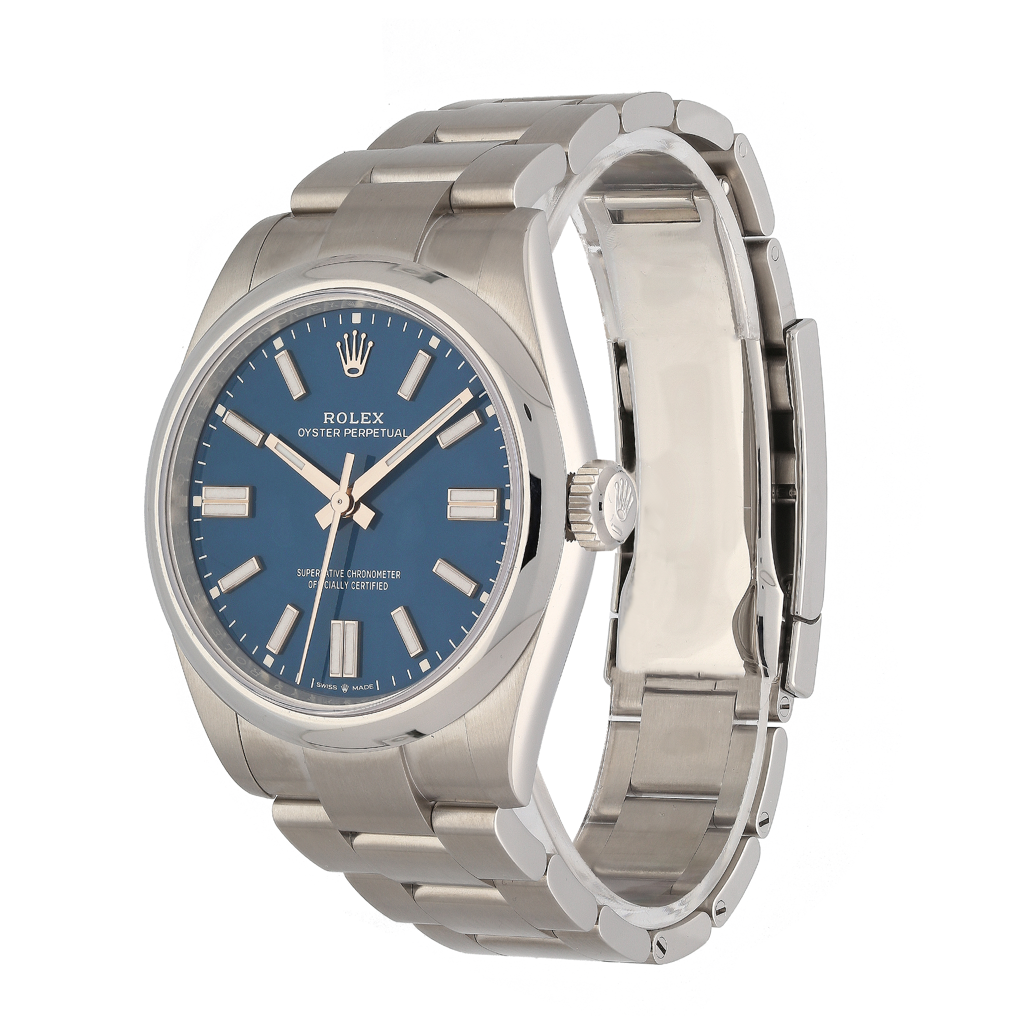 Unworn Rolex Oyster Perpetual 134300 Med Blue Dial 41mm Stainless Steel Watch – 2025, Full Set