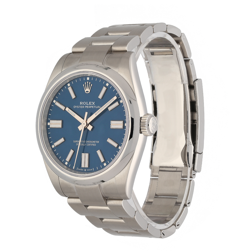 Unworn Rolex Oyster Perpetual 134300 Med Blue Dial 41mm Stainless Steel Watch – 2025, Full Set