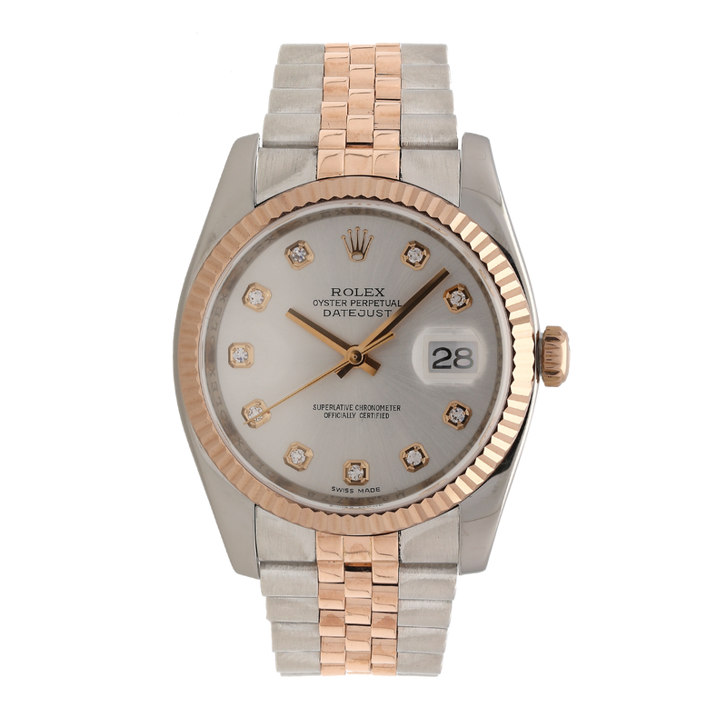 Rolex Datejust 36 Steel & Rose Gold Silver Dial Fluted Bezel Jubilee Bracelet 116231 – 2011