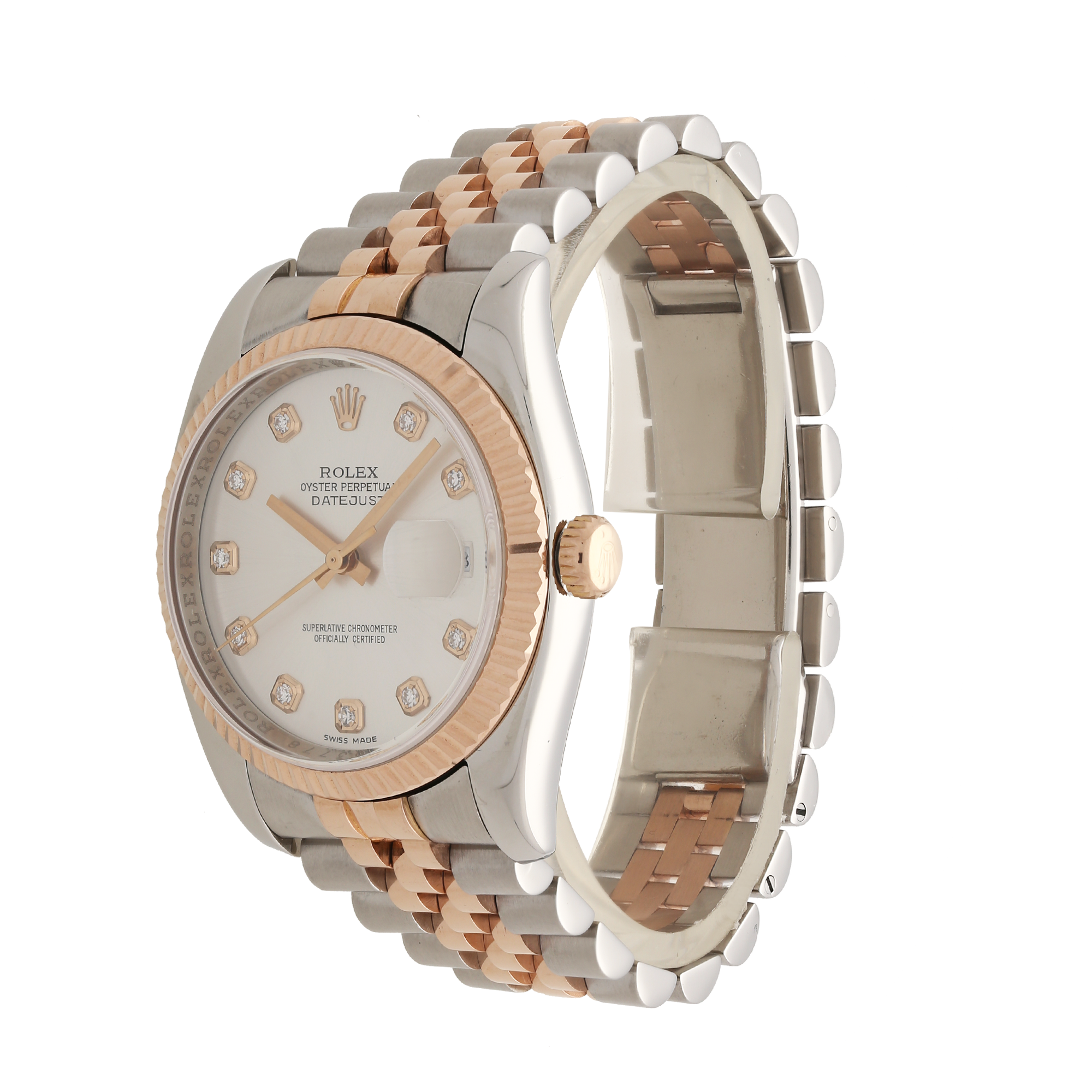 Rolex Datejust 36 Steel & Rose Gold Silver Dial Fluted Bezel Jubilee Bracelet 116231 – 2011