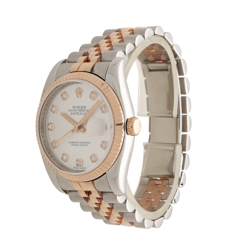 Rolex Datejust 36 Steel & Rose Gold Silver Dial Fluted Bezel Jubilee Bracelet 116231 – 2011