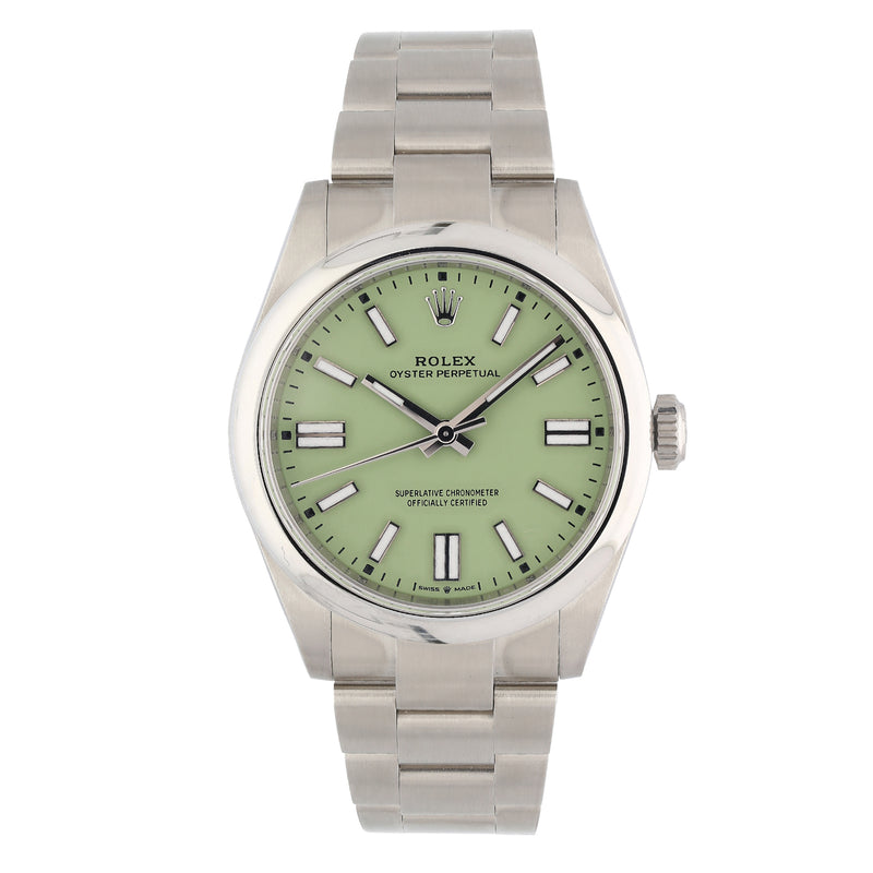 Unworn Rolex Oyster Perpetual 134300 Pistachio Dial 41mm Stainless Steel Watch – 2025, Full Set