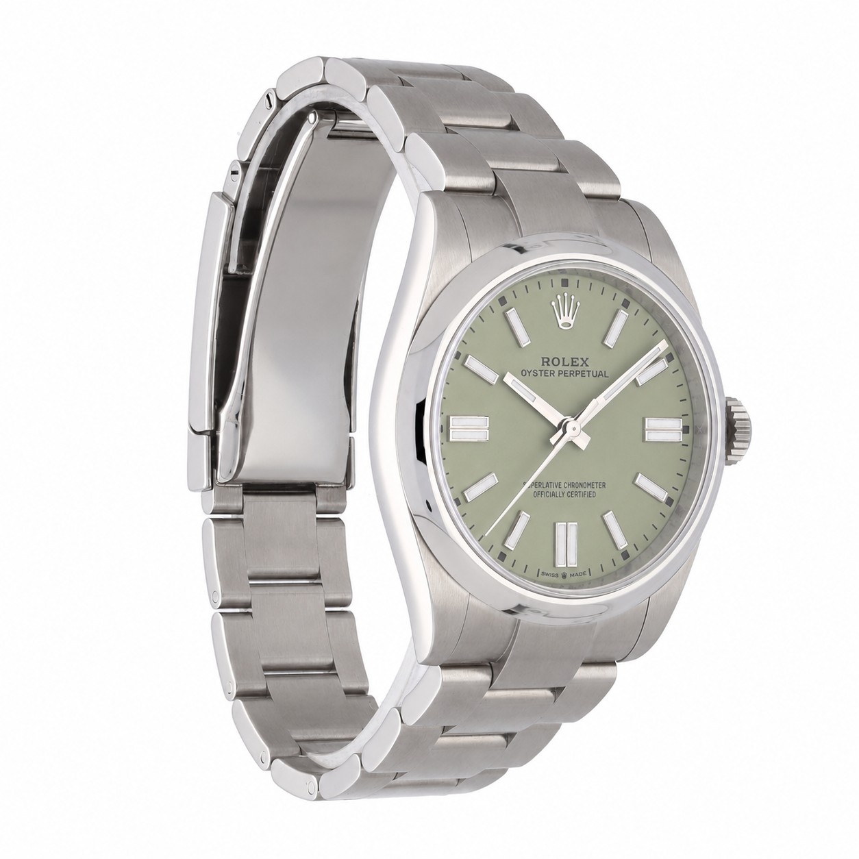 Unworn Rolex Oyster Perpetual 134300 Pistachio Dial 41mm Stainless Steel Watch – 2025, Full Set