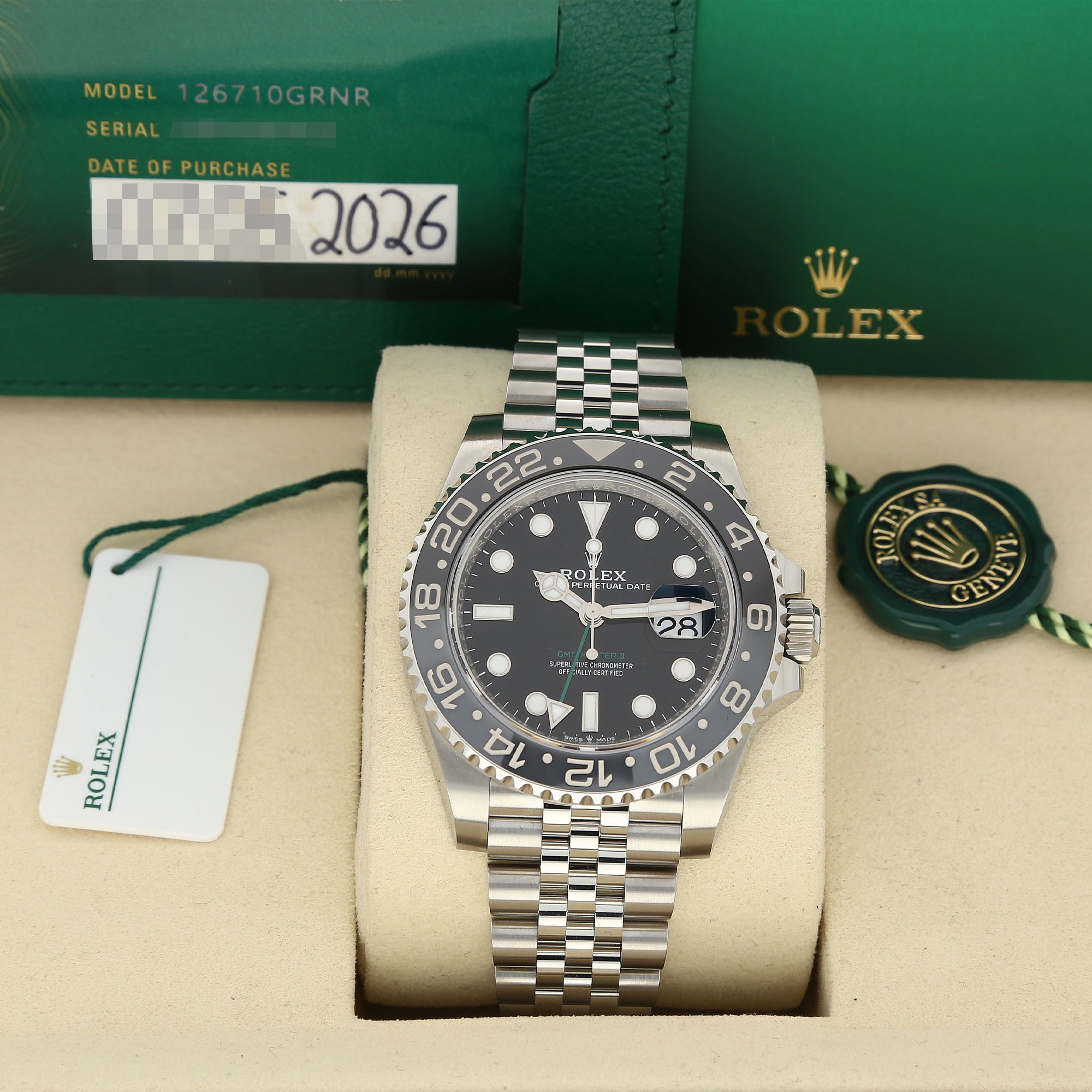 Unworn Rolex GMT-Master II 126710GRNR ‘Bruce Wayne’ 40mm Watch – May 2026, Full Set