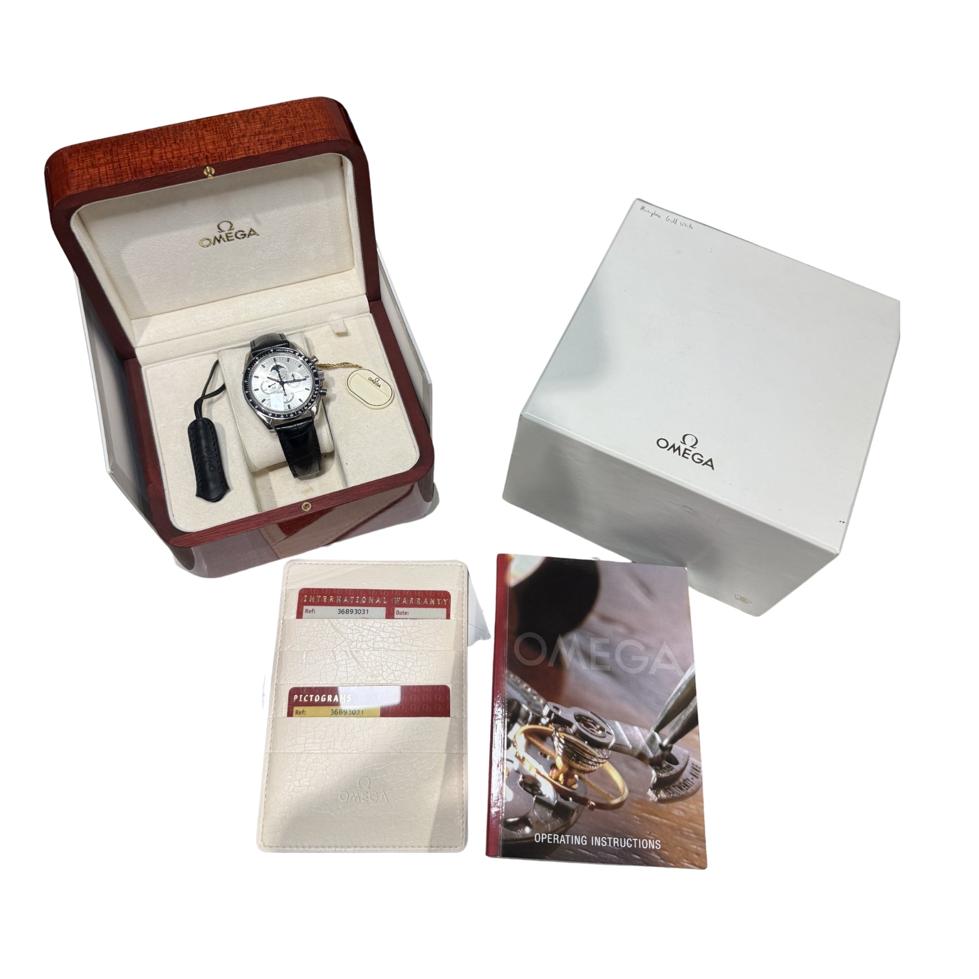 Omega Speedmaster Professional Moonphase White Gold Limited Edition 3689.30.31 – 2012, Full Set