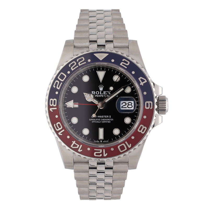 Rolex GMT-Master II 126710BLRO Pepsi black dial Jubilee bracelet front view