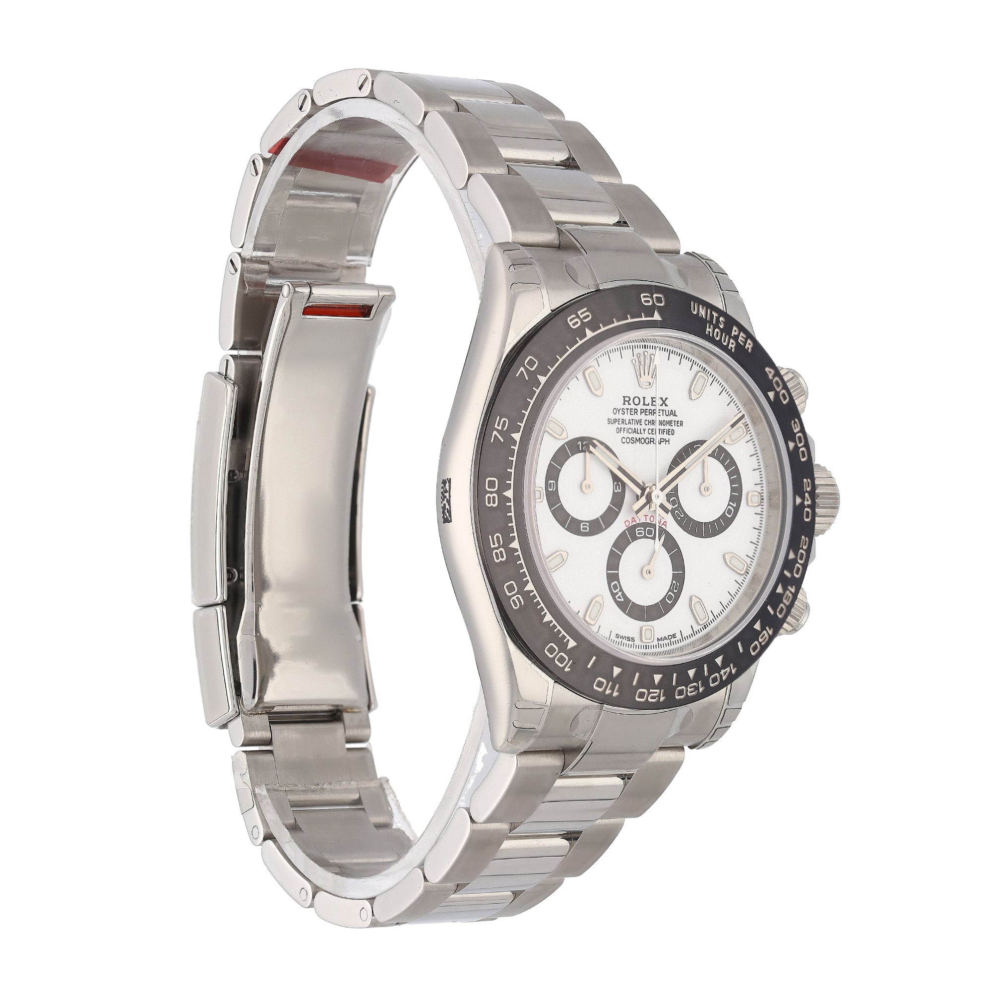 Rolex Daytona 116500LN left side profile showing Oystersteel case
