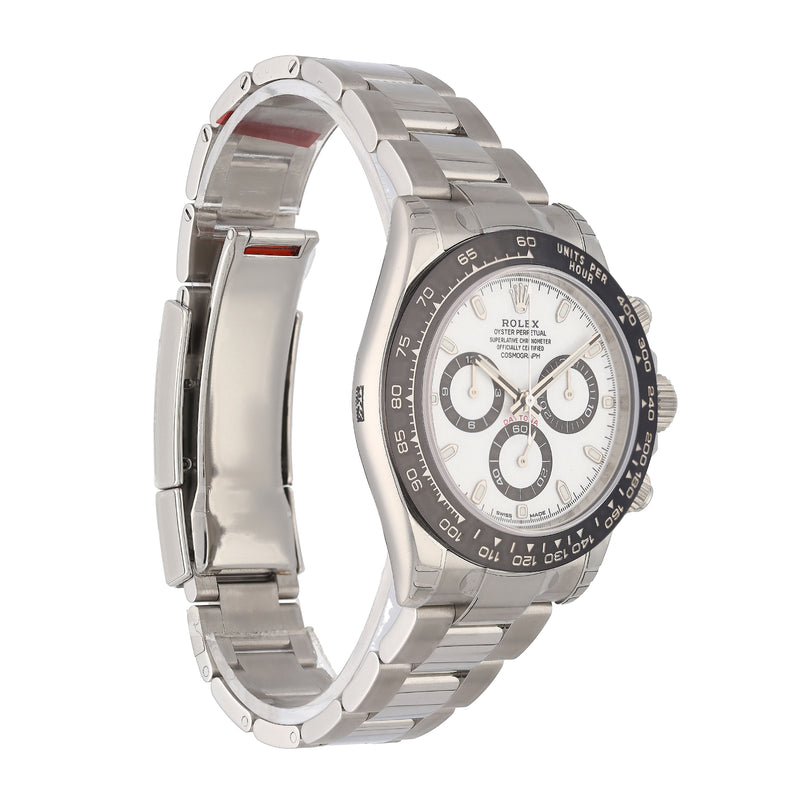 Rolex Daytona 116500LN left side profile showing Oystersteel case