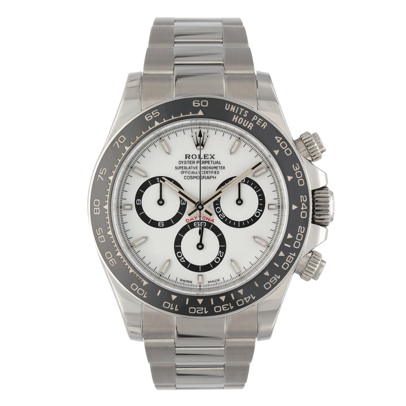 Rolex Daytona 126500LN white Panda dial Oystersteel watch front view
