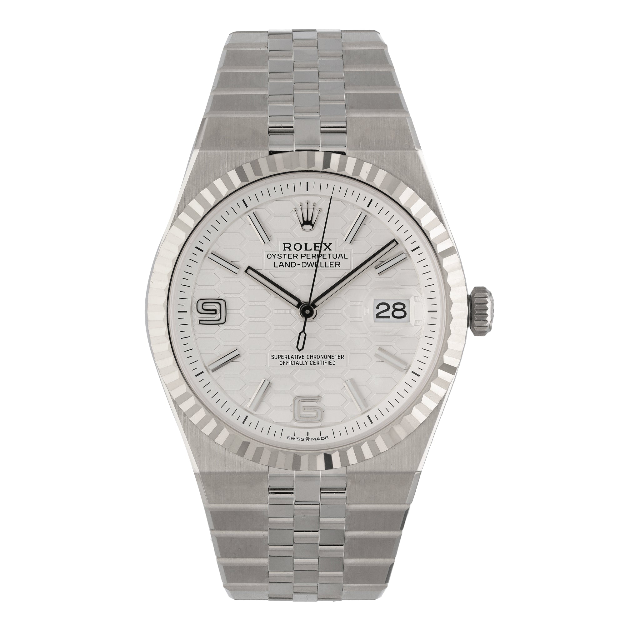 Rolex Land-Dweller 40 127334 stainless steel watch front view