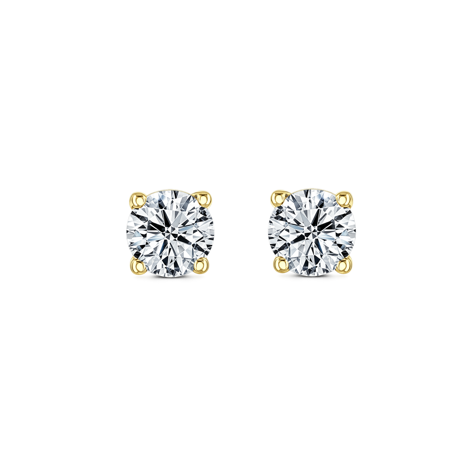Lab Grown Diamond Four Claw Round Stud Earrings