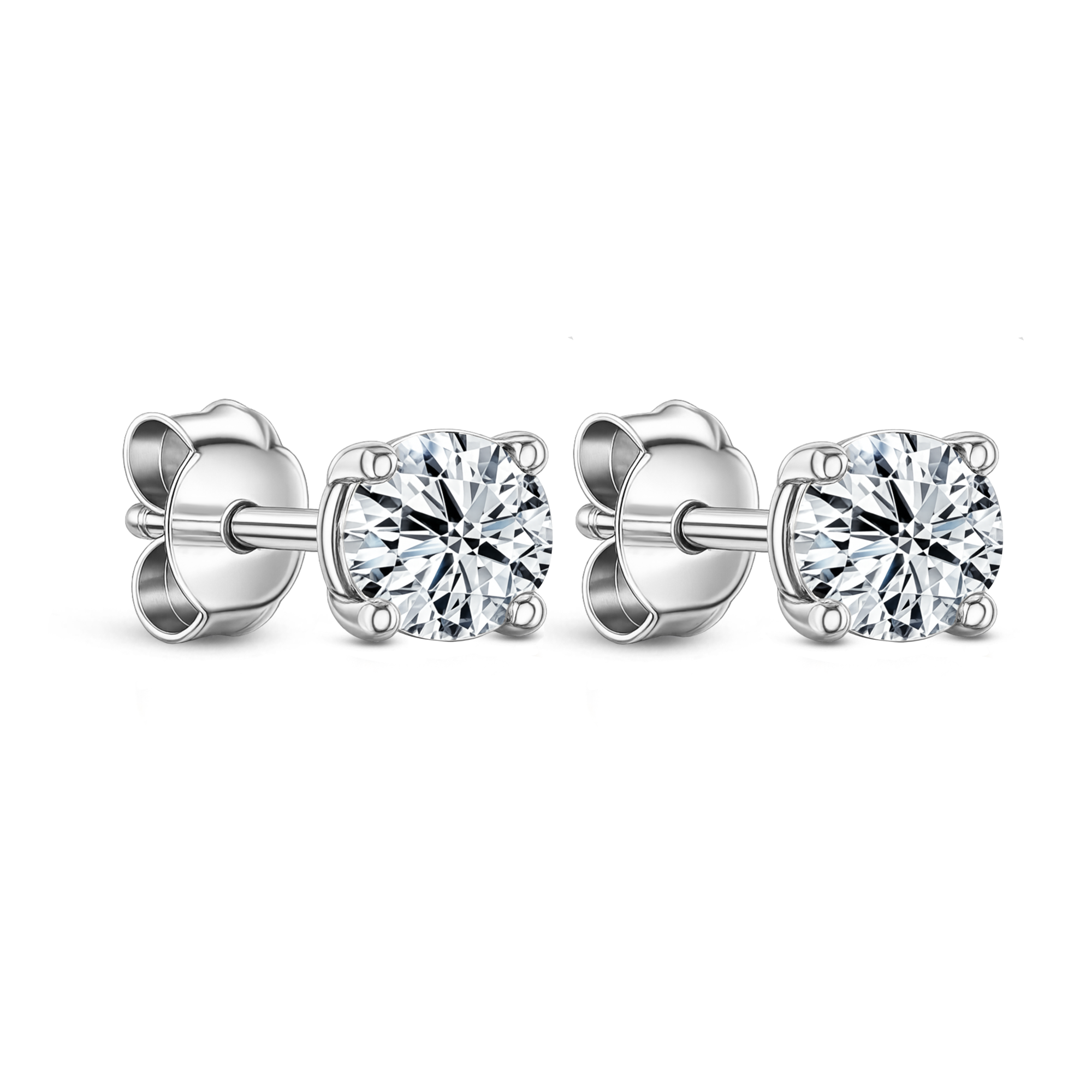 Lab Grown Diamond Four Claw Round Stud Earrings