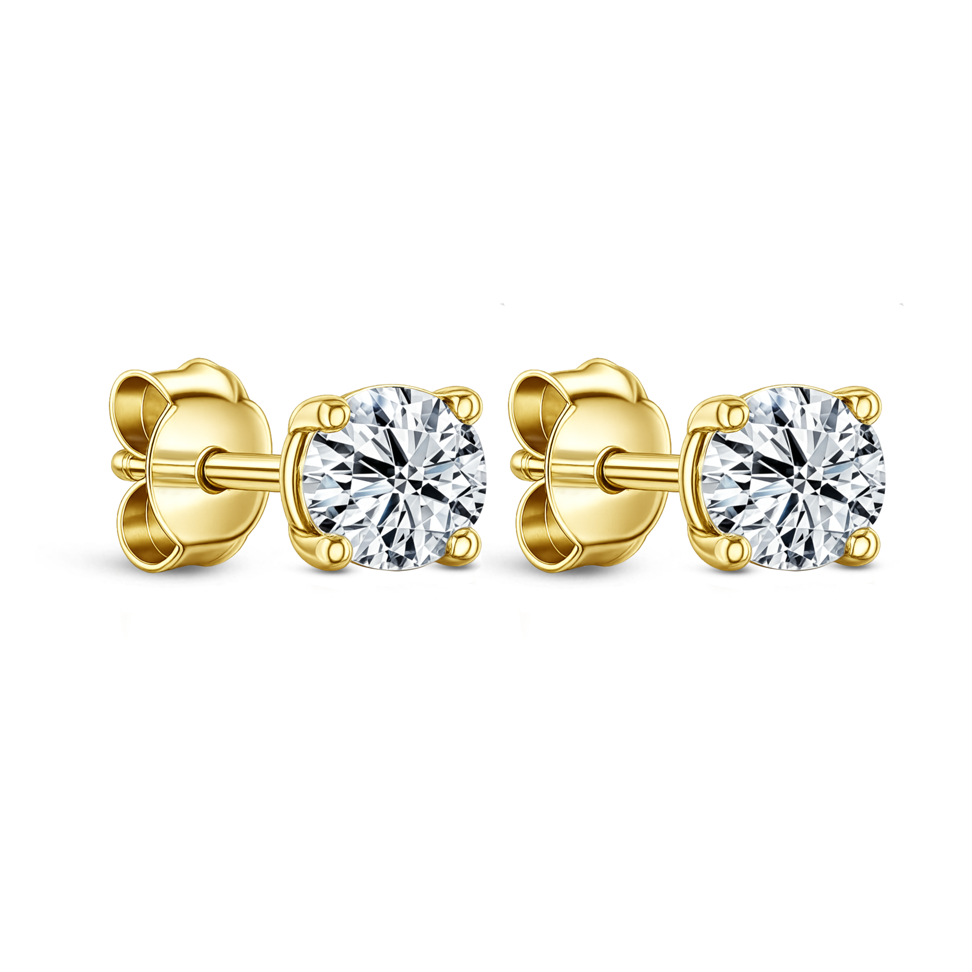 Lab Grown Diamond Four Claw Round Stud Earrings