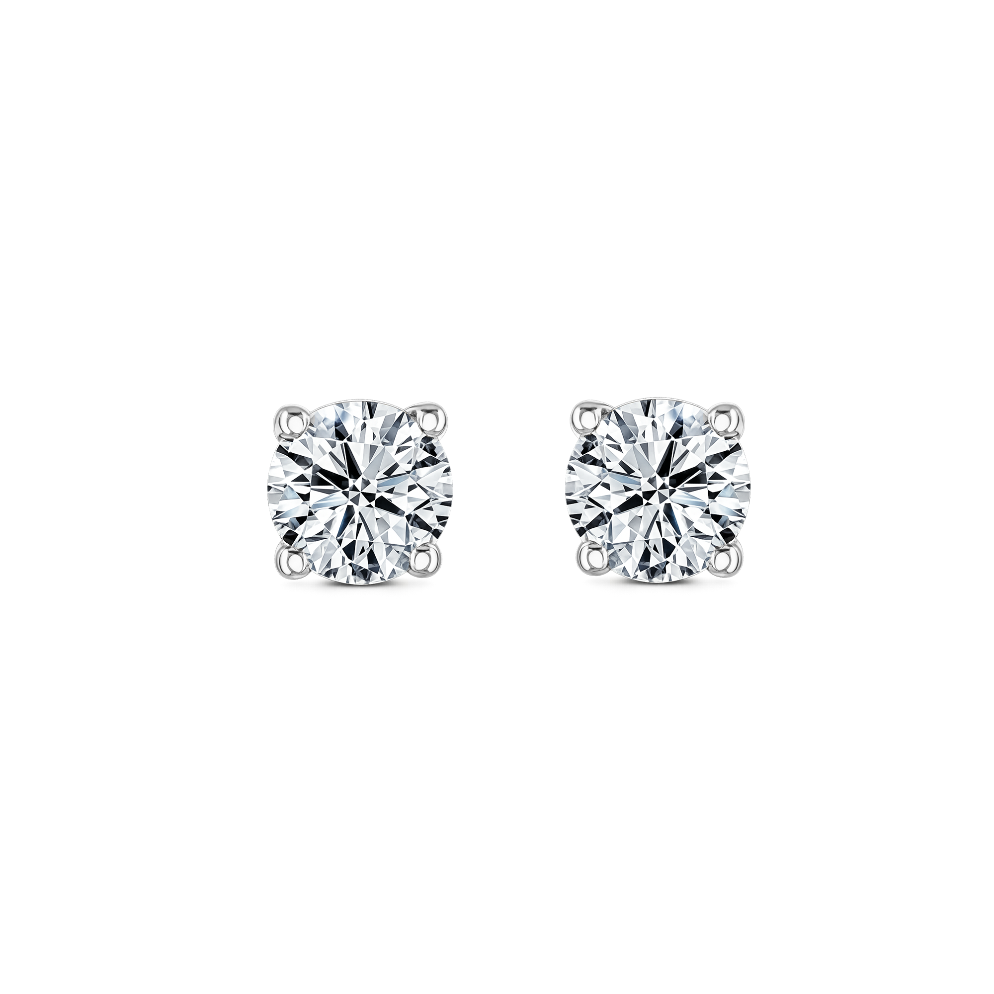 Lab Grown Diamond Four Claw Round Stud Earrings