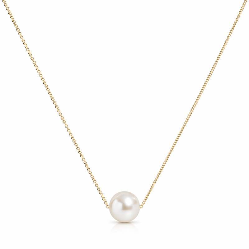 9ct Yellow Gold Pearl Sliding Necklace 7mm