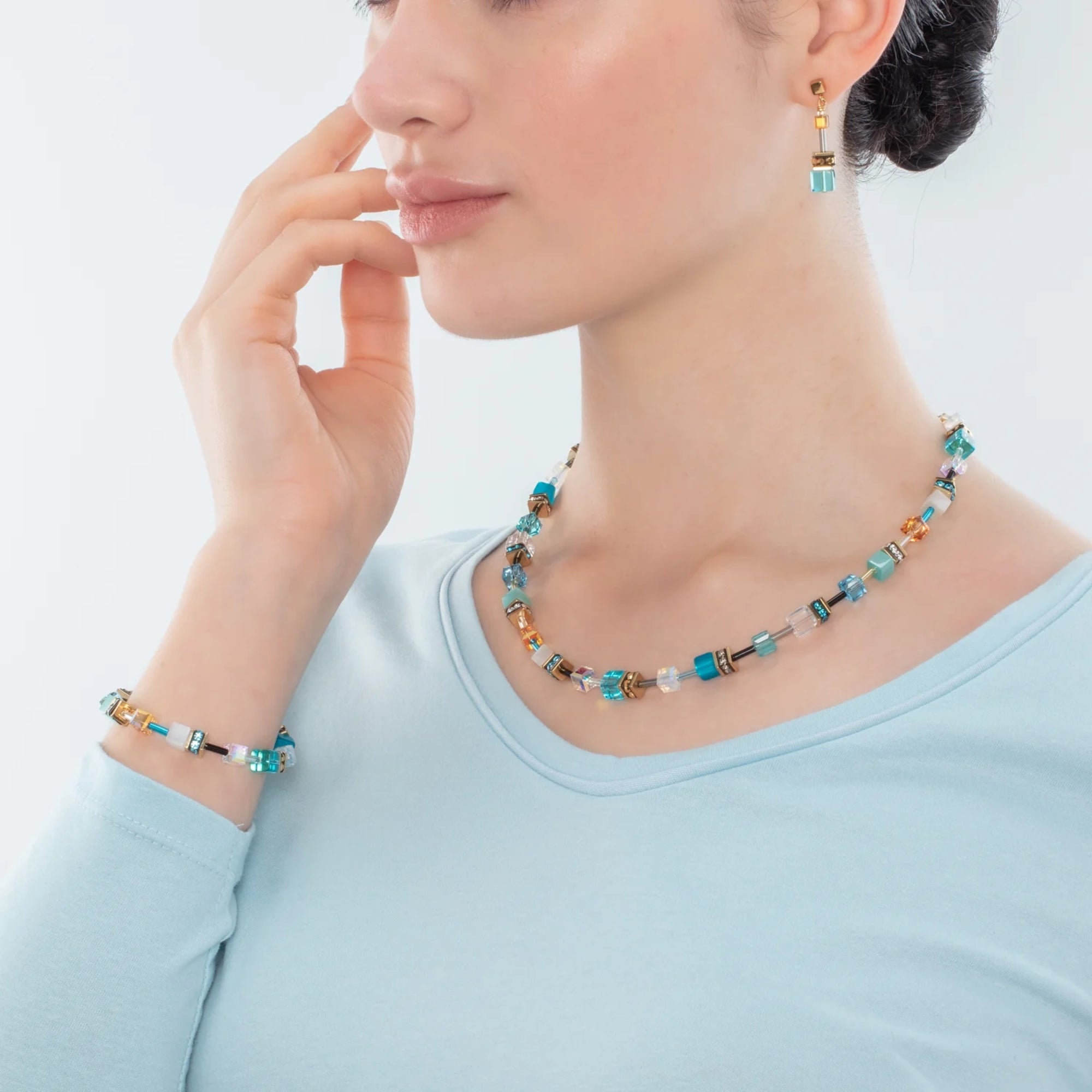 GeoCUBE Iconic Gold Turquoise Necklace