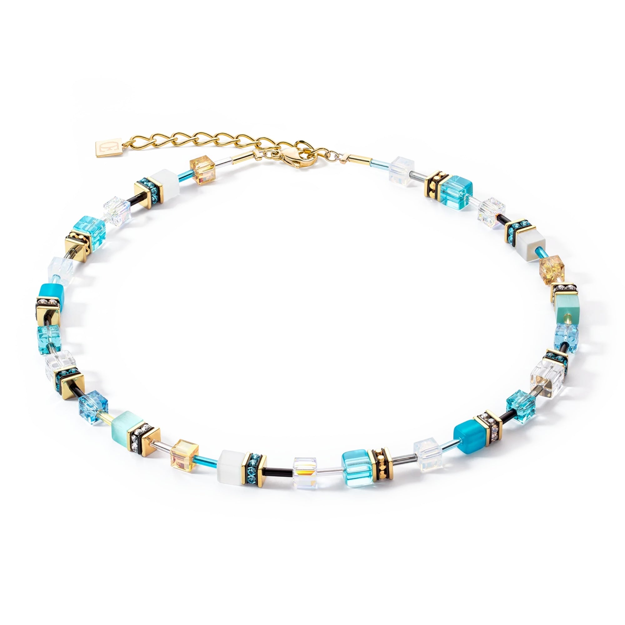 GeoCUBE Iconic Gold Turquoise Necklace