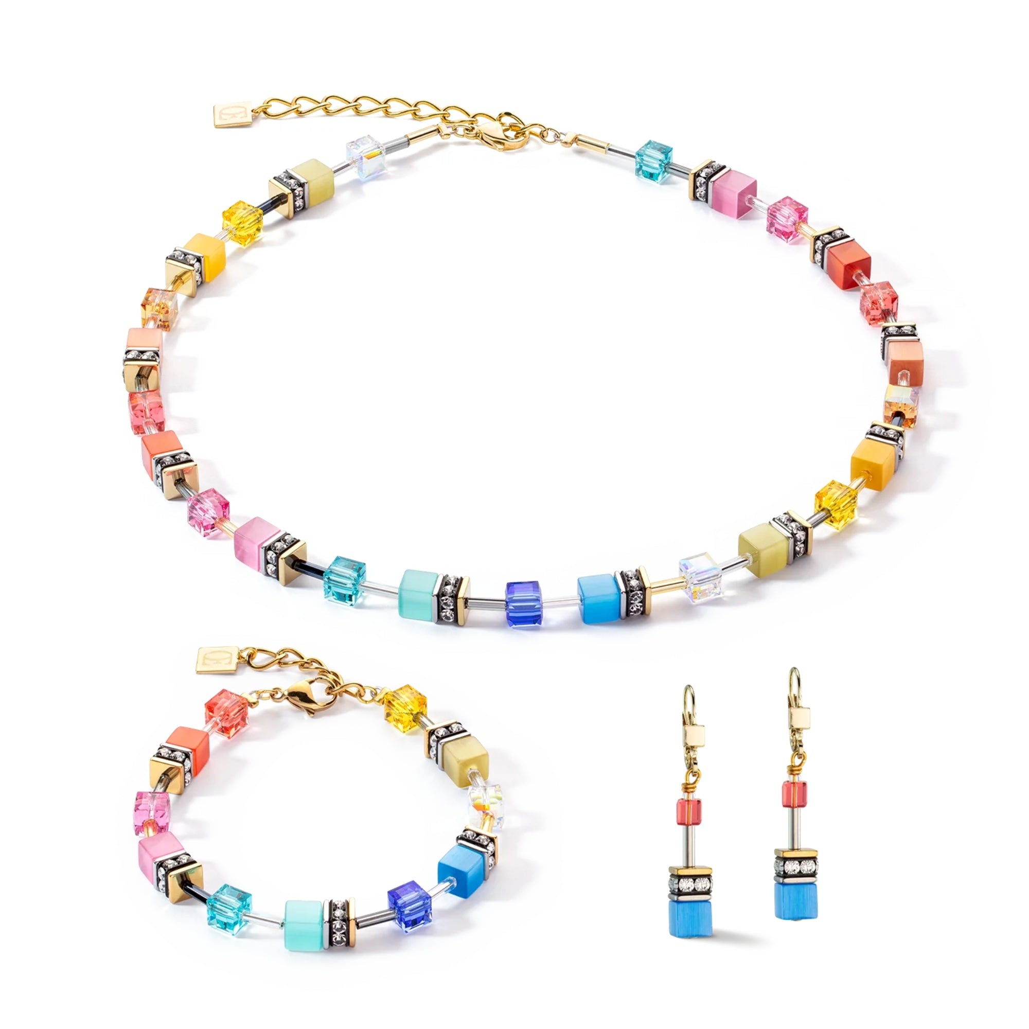 GeoCUBE Iconic Classic Multicolour Gold Necklace