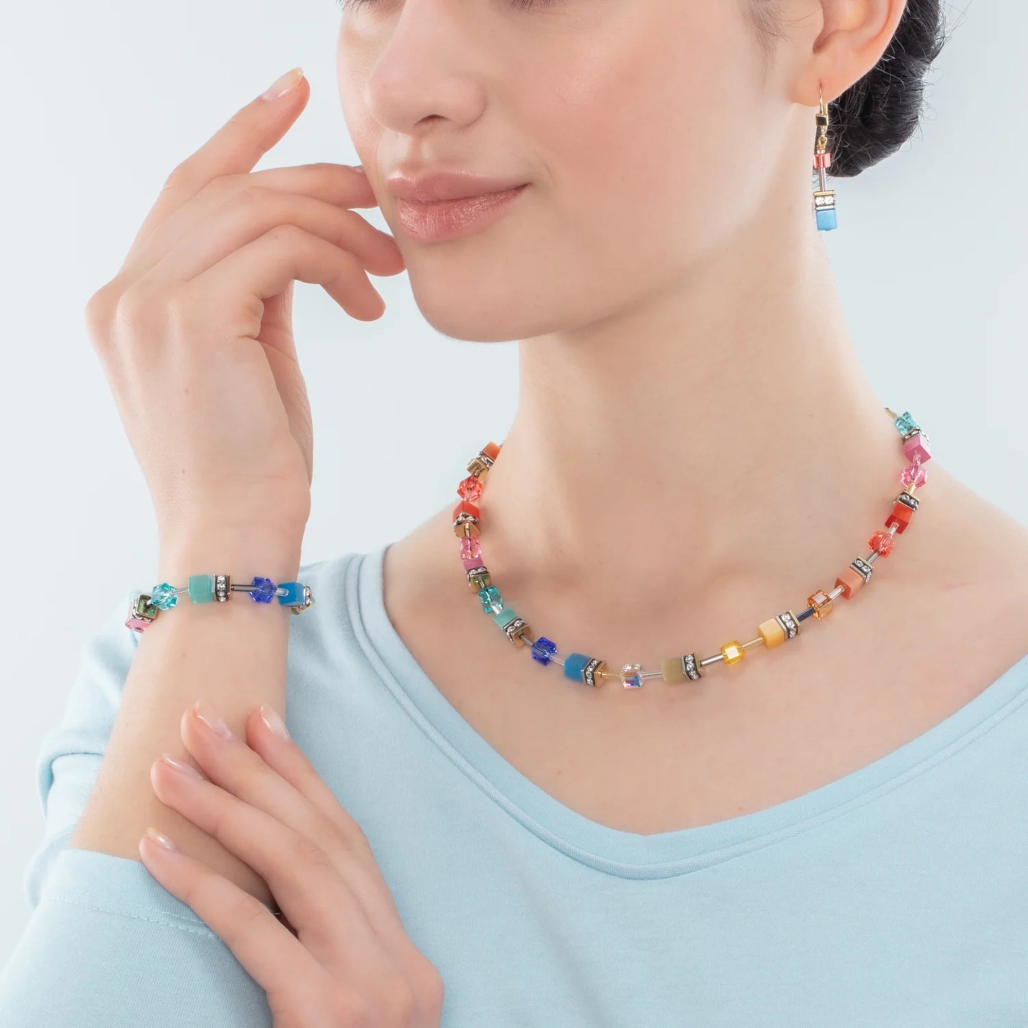 GeoCUBE Iconic Classic Multicolour Gold Necklace