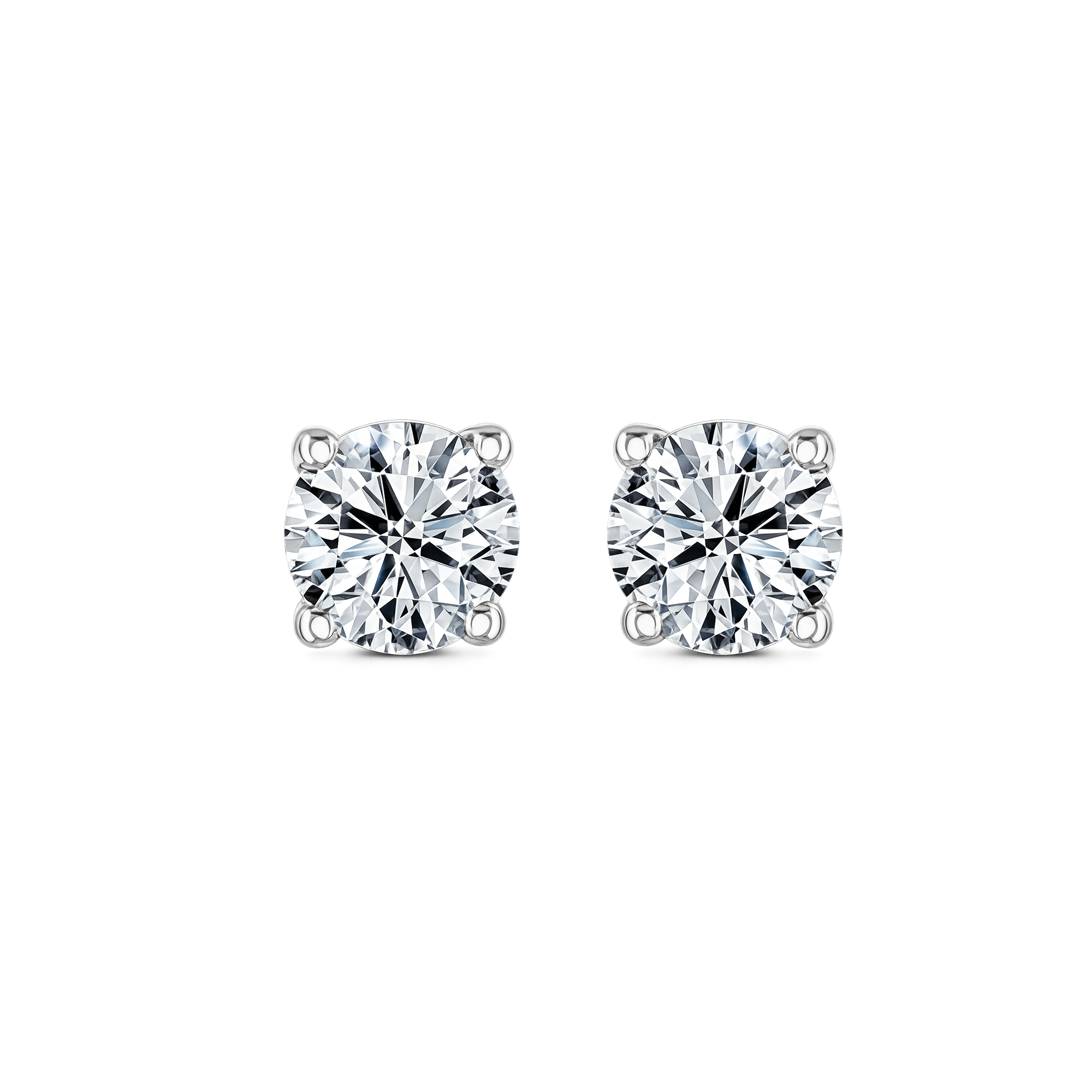 Lab Grown Diamond Four Claw Round Stud Earrings