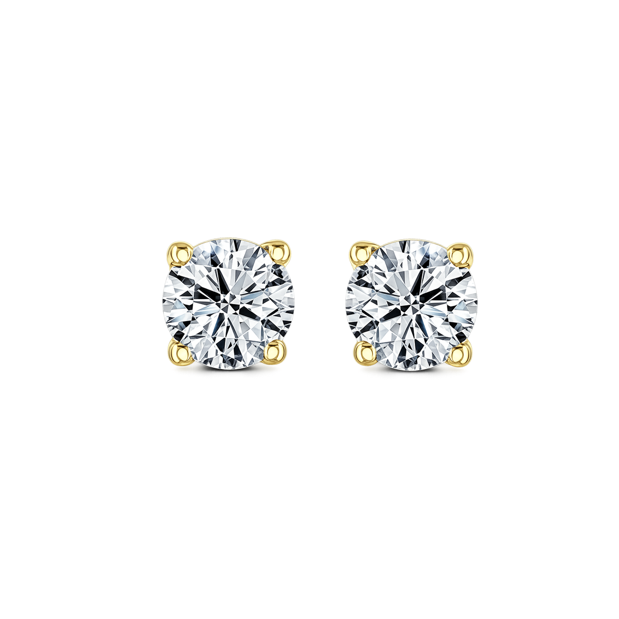 Lab Grown Diamond Four Claw Round Stud Earrings