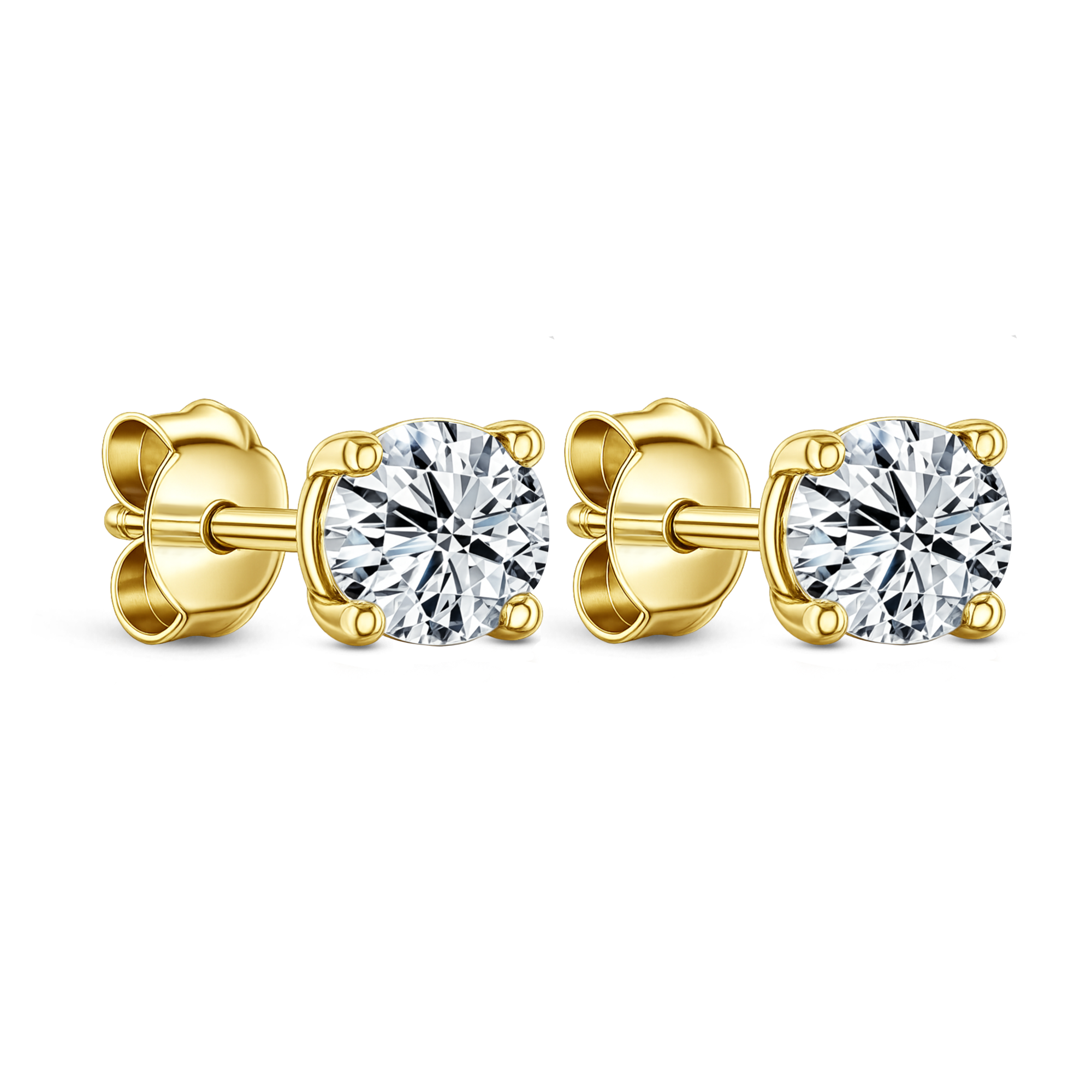 Lab Grown Diamond Four Claw Round Stud Earrings