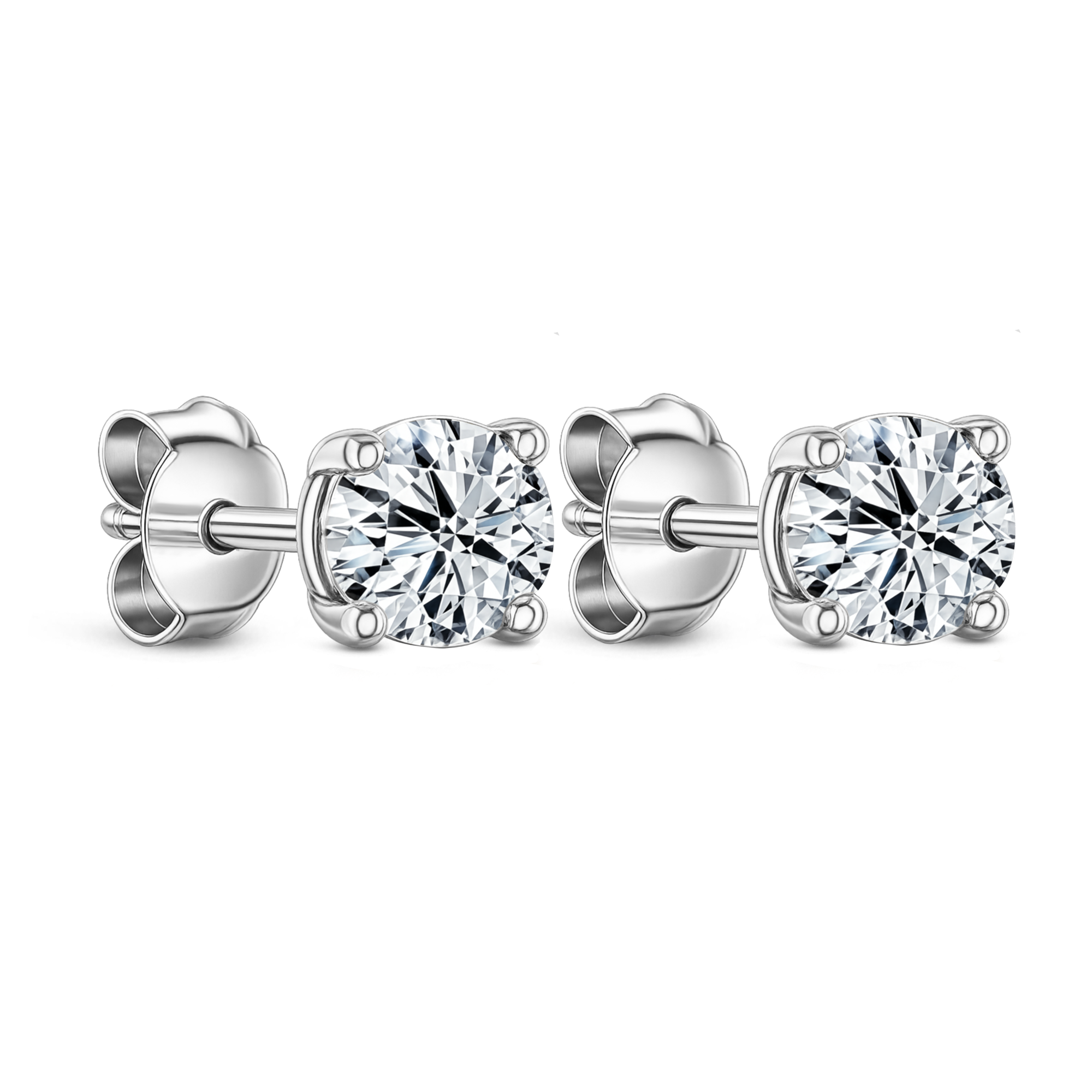 Lab Grown Diamond Four Claw Round Stud Earrings