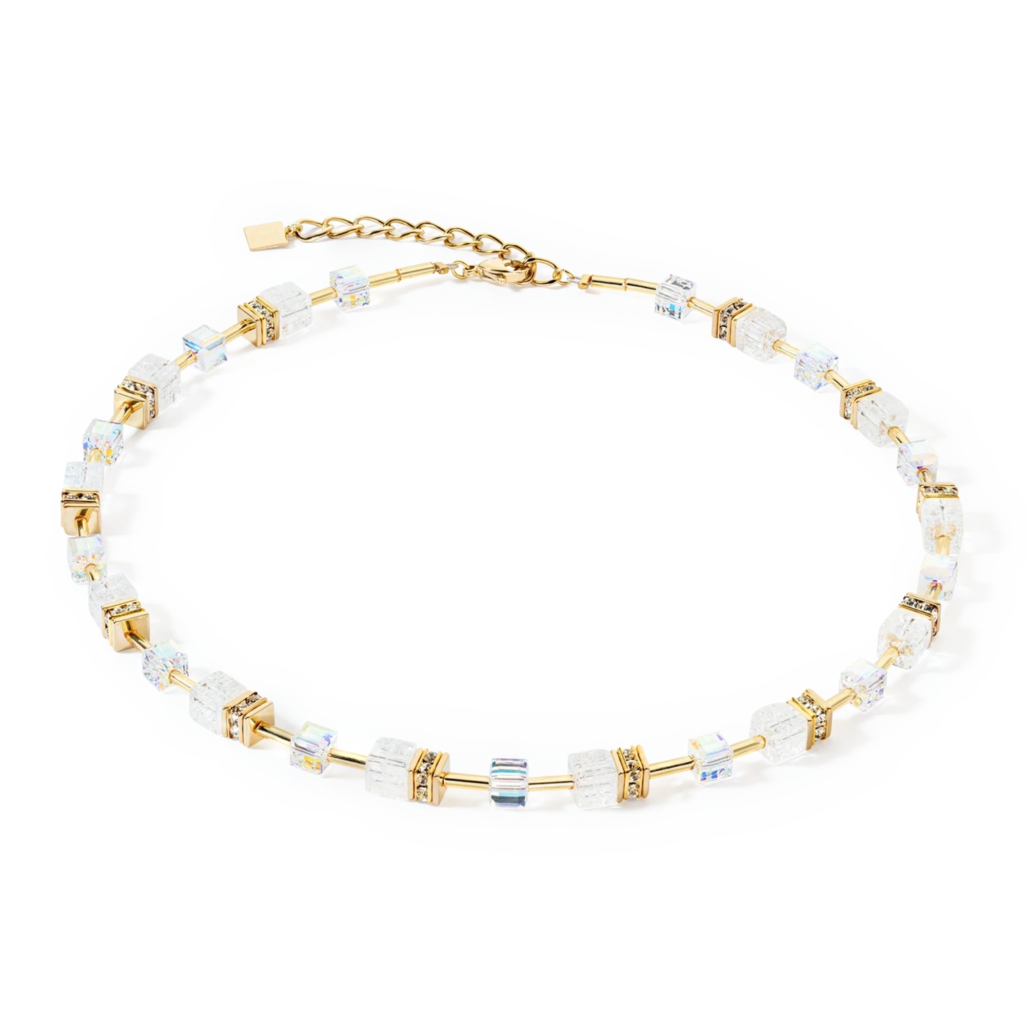 GeoCUBE Iconic Nature Gold White Necklace