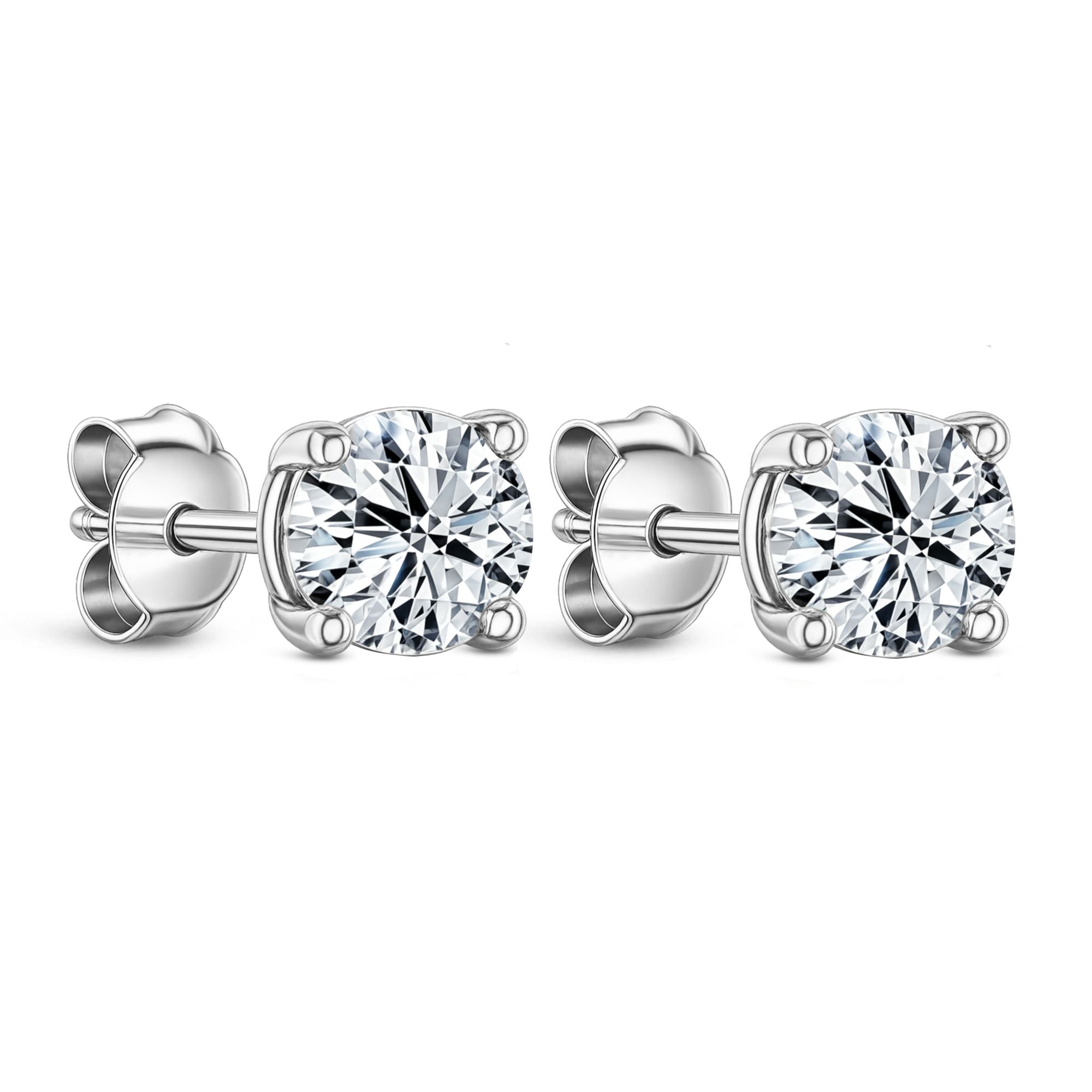 Lab Grown Diamond Four Claw Round Stud Earrings