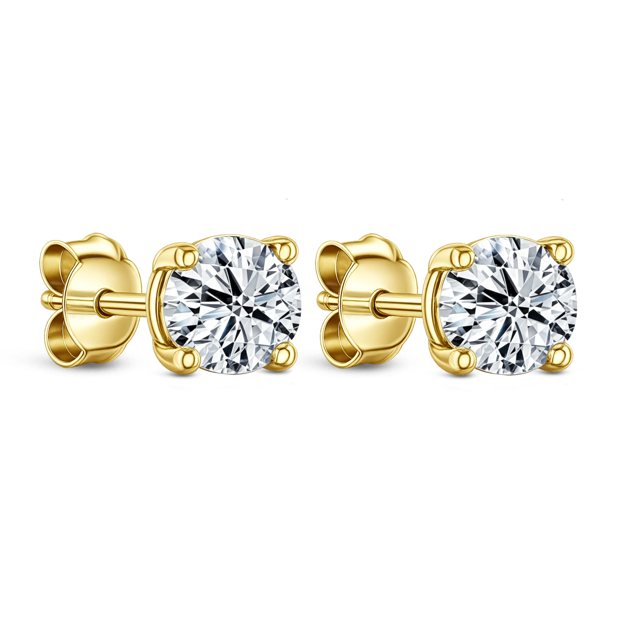 Lab Grown Diamond Four Claw Round Stud Earrings