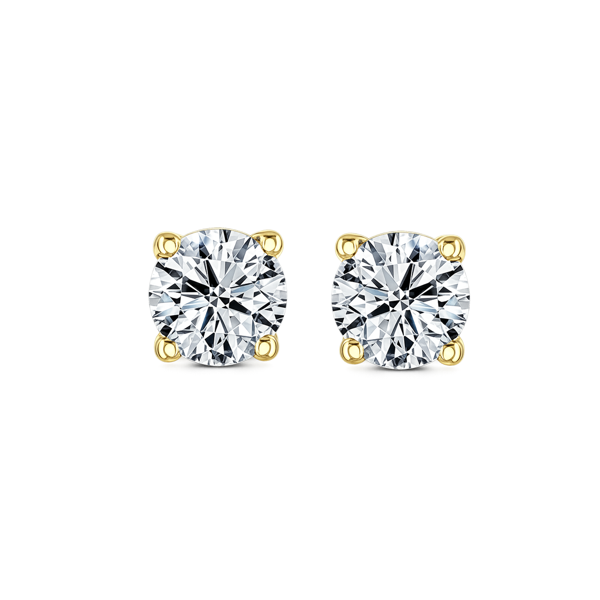 Lab Grown Diamond Four Claw Round Stud Earrings