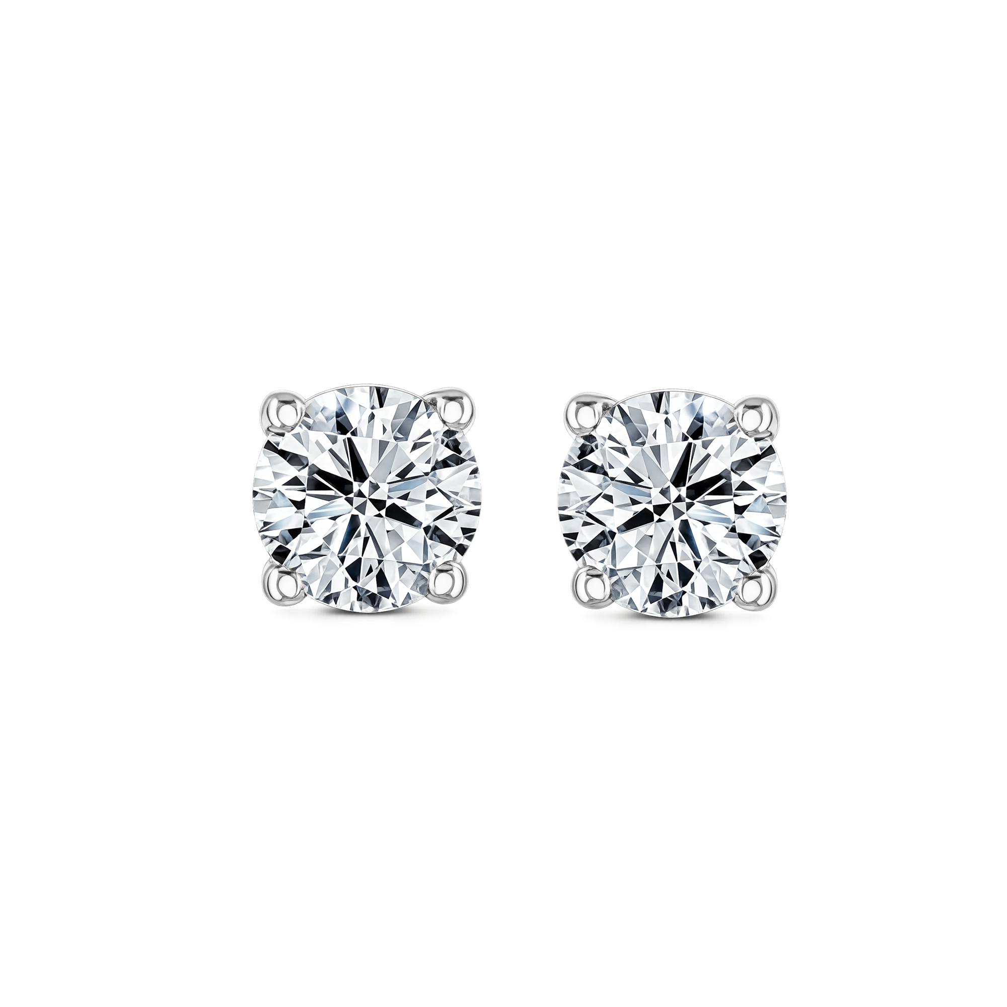 Lab Grown Diamond Four Claw Round Stud Earrings