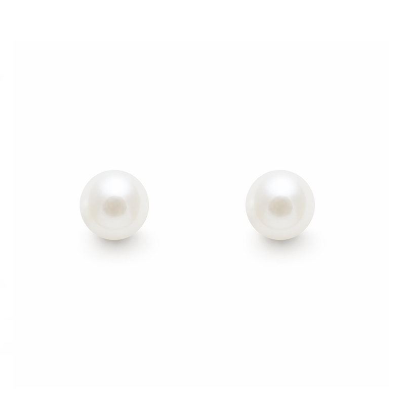 9ct Yellow Gold Pearl Round Stud Earrings