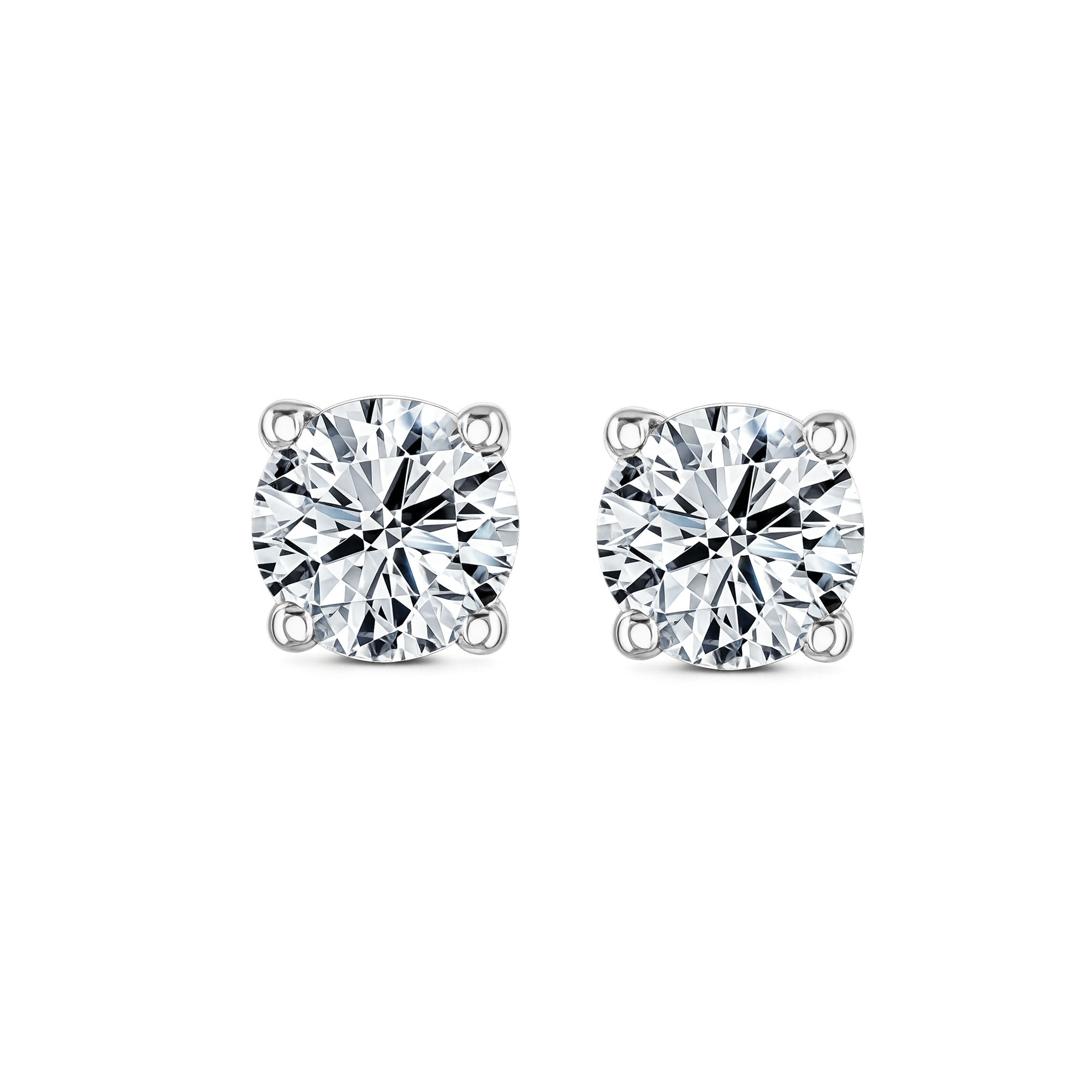 Lab Grown Diamond Four Claw Round Stud Earrings