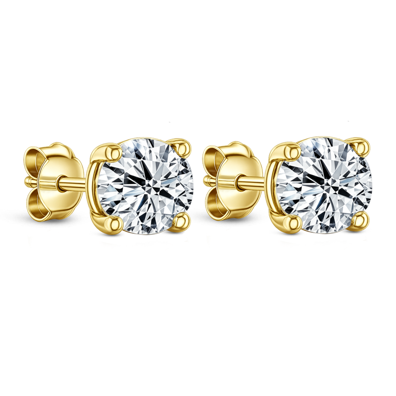 Lab Grown Diamond Four Claw Round Stud Earrings