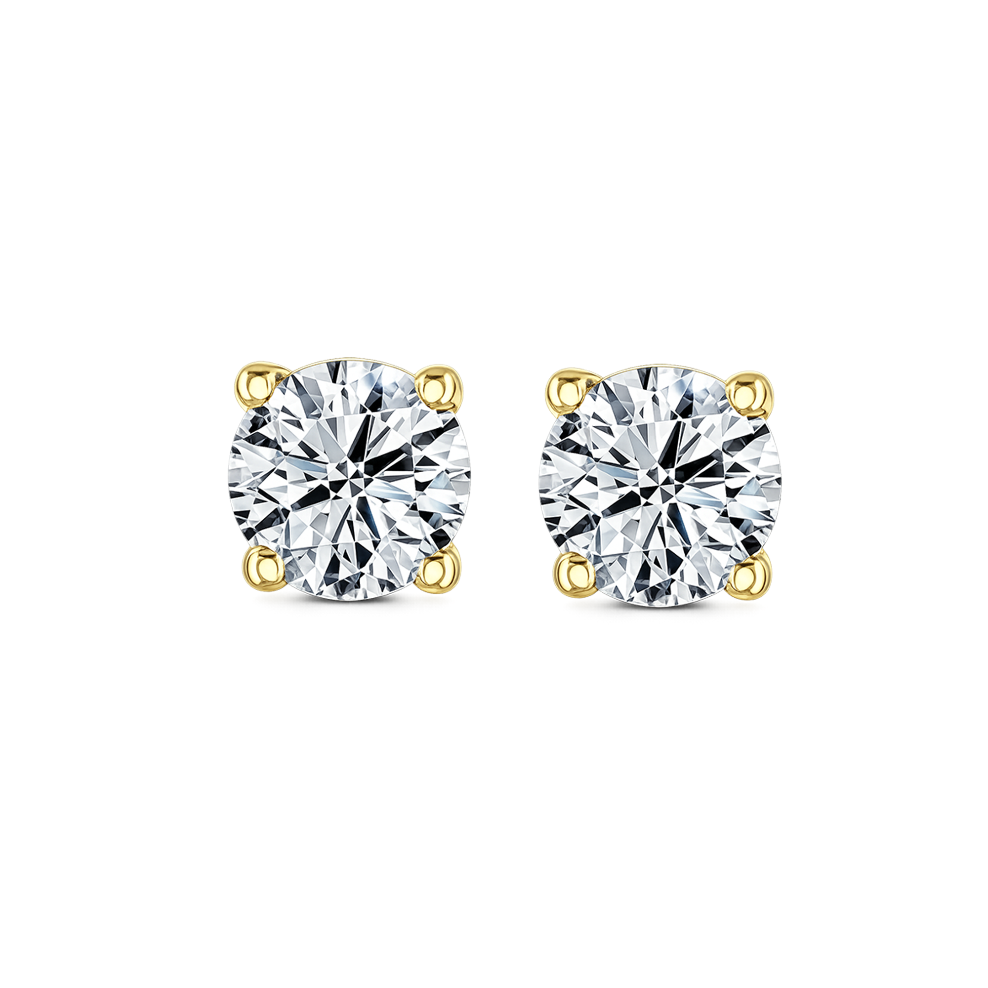 Lab Grown Diamond Four Claw Round Stud Earrings