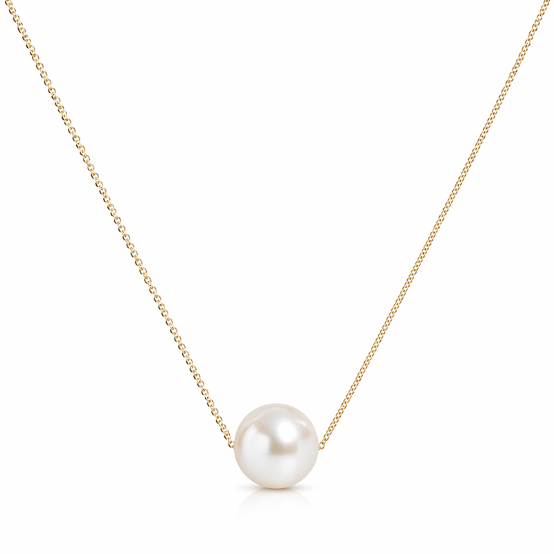 9ct Yellow Gold Pearl Sliding Necklace 9mm