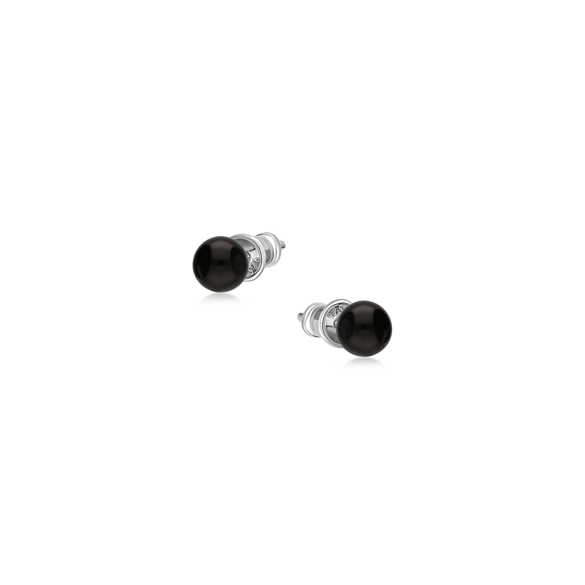 Sterling Silver Whitby Jet 4mm Ball Stud Earrings