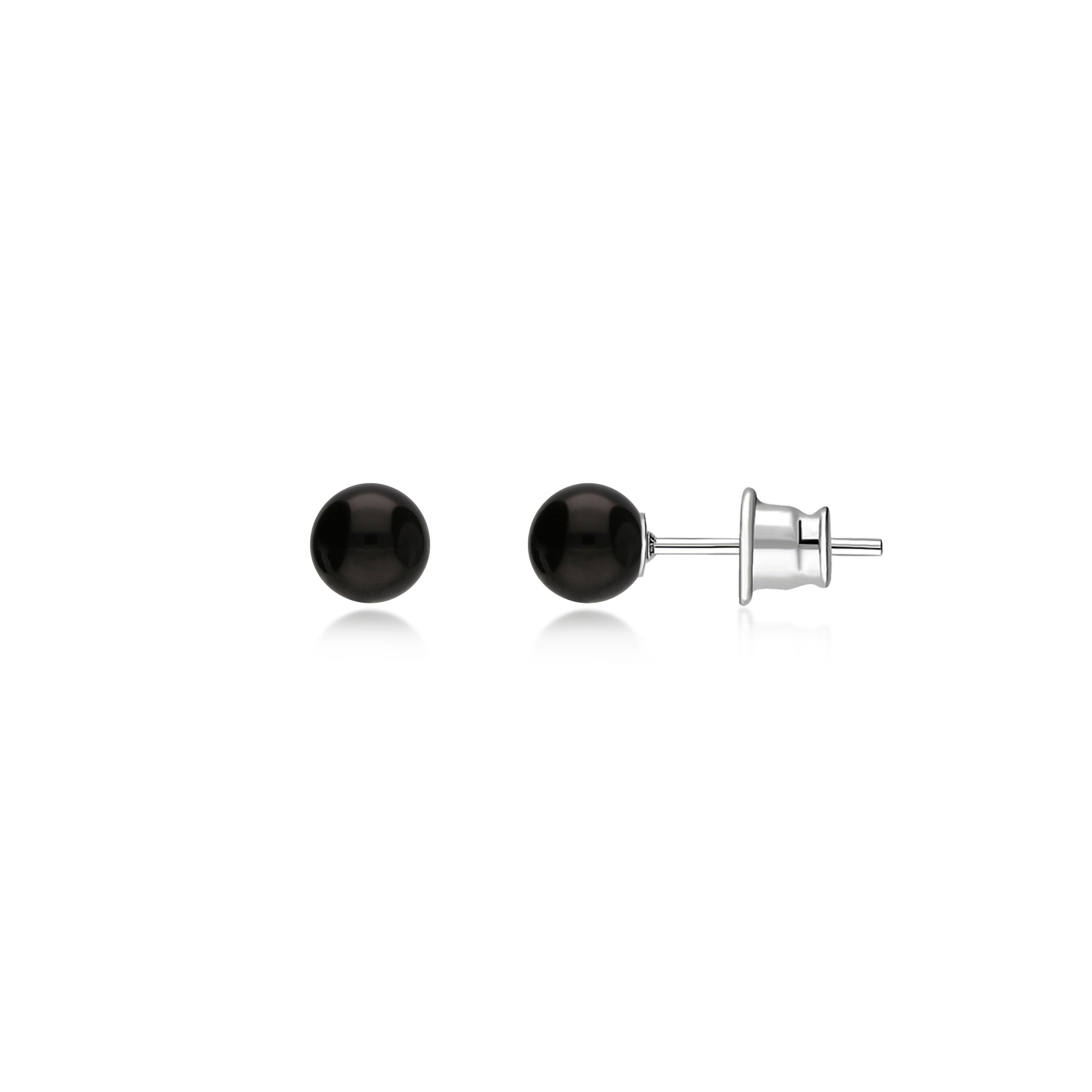 Sterling Silver Whitby Jet 4mm Ball Stud Earrings